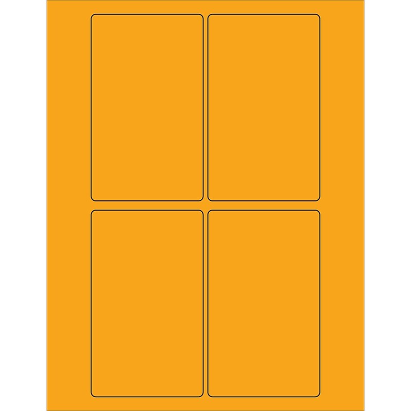 Tape Logic® Rectangle Laser Labels, 3" x 5", Fluorescent Orange, 400/Case (LL175OR) image 1