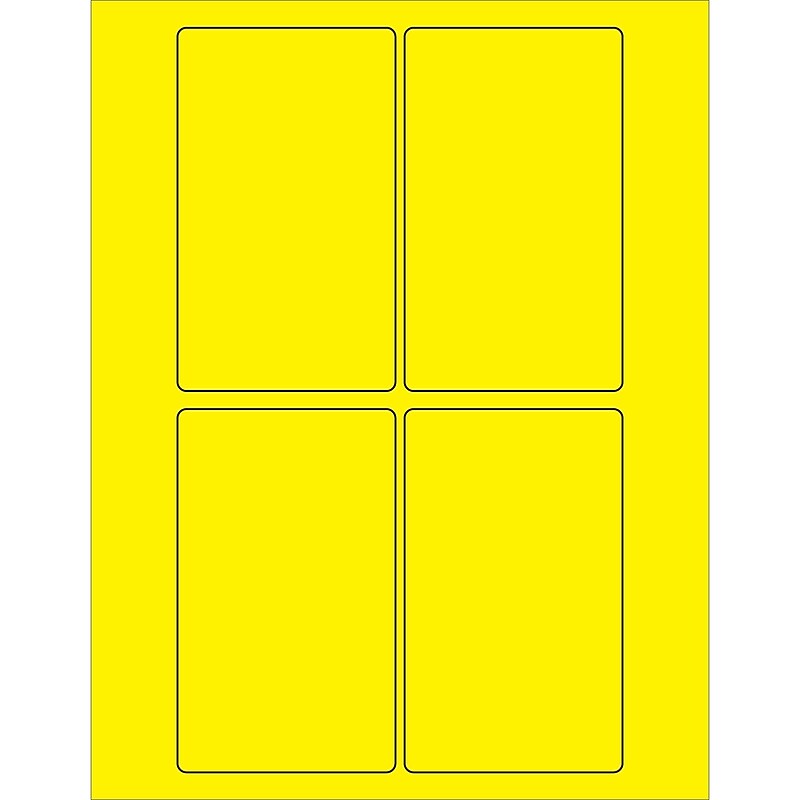 Tape Logic® Rectangle Laser Labels, 3" x 5", Fluorescent Yellow, 400/Case (LL175YE) image 1
