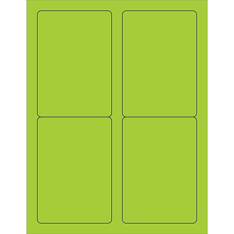 Tape Logic® Rectangle Laser Labels, 3 1/2" x 5", Fluorescent Green, 400/Case (LL176GN) image 1