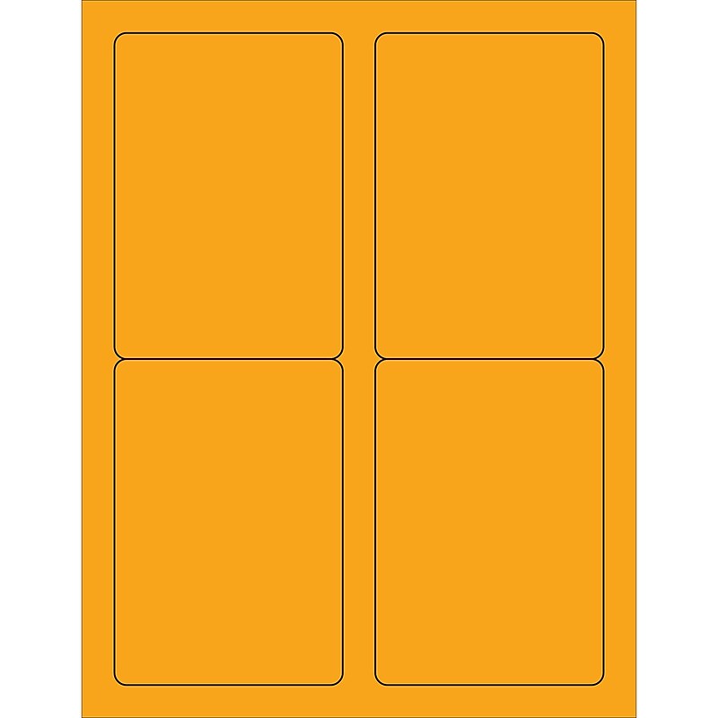 Tape Logic® Rectangle Laser Labels, 3 1/2" x 5", Fluorescent Orange, 400/Case (LL176OR) image 1