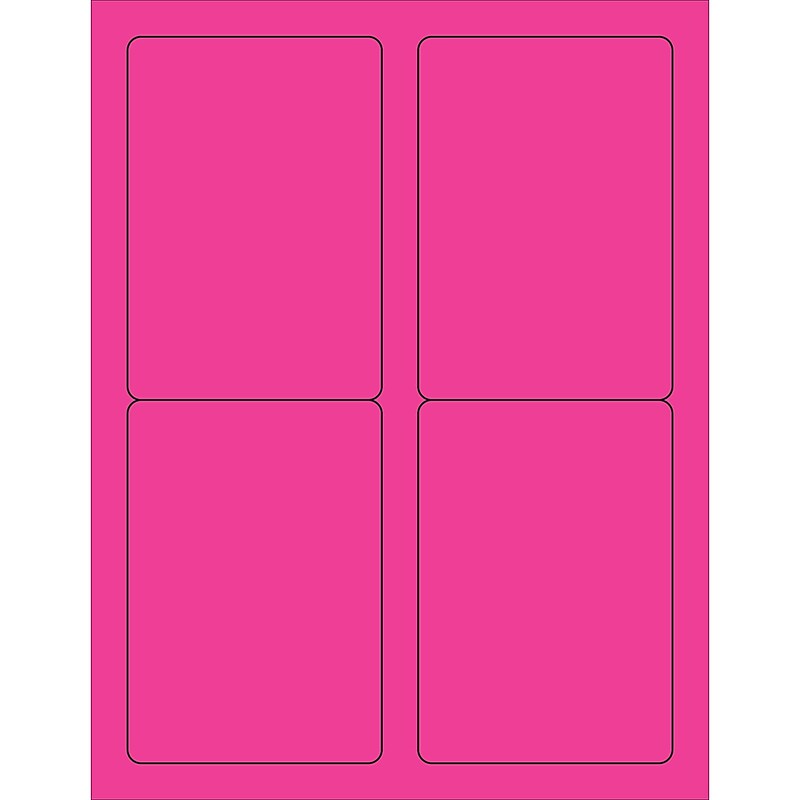 Tape Logic® Rectangle Laser Labels, 3 1/2" x 5", Fluorescent Pink, 400/Case (LL176PK) image 1