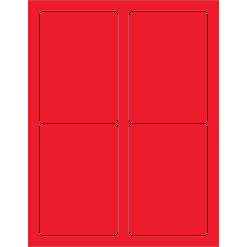 Tape Logic® Rectangle Laser Labels, 3 1/2" x 5", Fluorescent Red, 400/Case (LL176RD) image 1