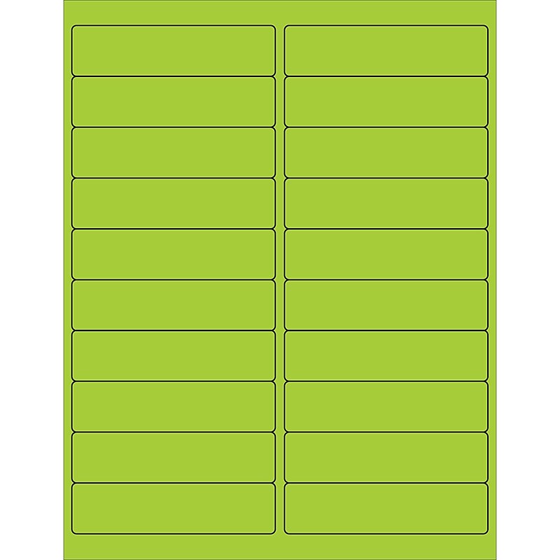 Tape Logic® Rectangle Laser Labels, 4" x 1", Fluorescent Green, 2000/Case (LL177GN) image 1