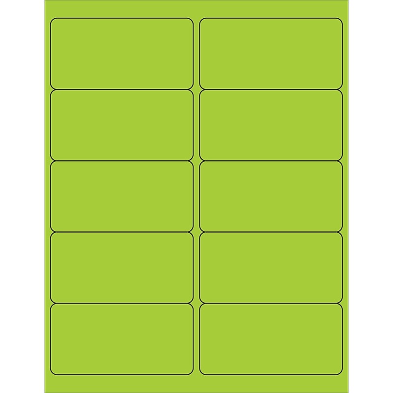 Tape Logic® Rectangle Laser Labels, 4" x 2", Fluorescent Green, 1000/Case (LL178GN) image 1