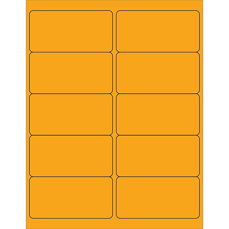 Tape Logic® Rectangle Laser Labels, 4" x 2", Fluorescent Orange, 1000/Case (LL178OR) image 1