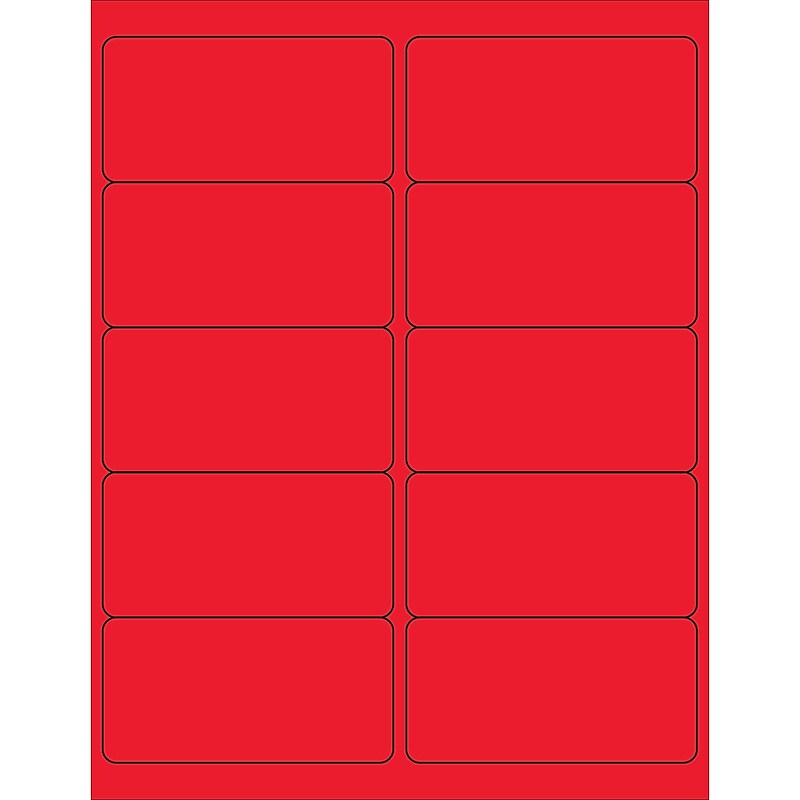 Tape Logic Laser/Inkjet Address Labels, 2" x 4", Fluorescent Red, 1000 Labels/Carton (LL178RD) image 1