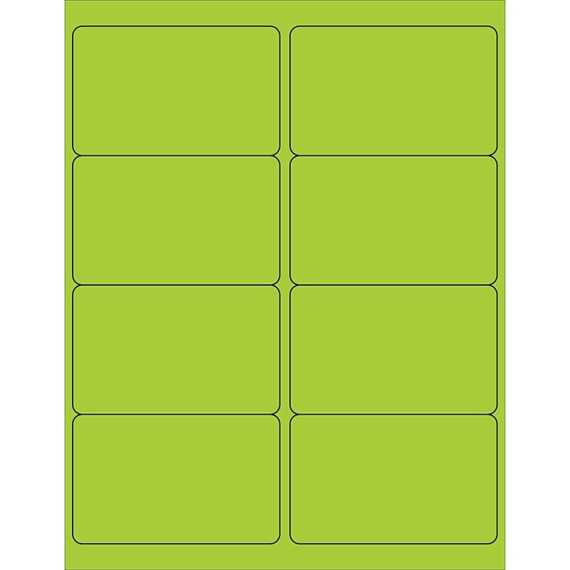 Tape Logic® Rectangle Laser Labels, 4" x 2 1/2", Fluorescent Green, 800/Case (LL179GN) image 1