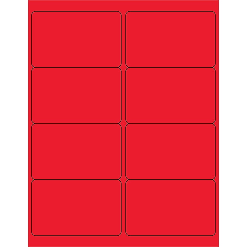 Tape Logic® Rectangle Laser Labels, 4" x 2 1/2", Fluorescent Red, 800/Case (LL179RD) image 1