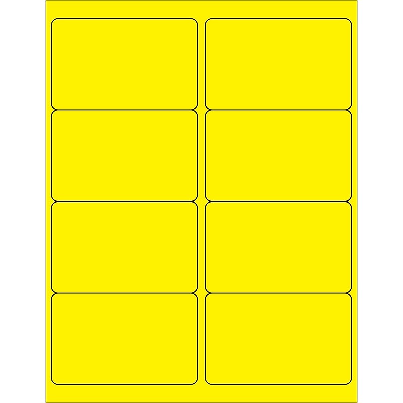 Tape Logic® Rectangle Laser Labels, 4" x 2 1/2", Fluorescent Yellow, 800/Case (LL179YE) image 1