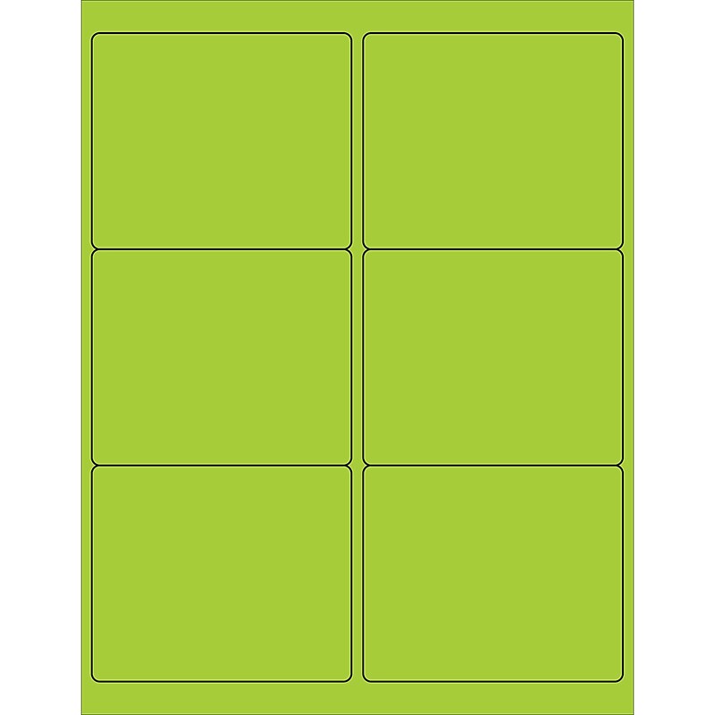 Tape Logic® Rectangle Laser Labels, 4" x 3 1/3", Fluorescent Green, 600/Case (LL180GN) image 1
