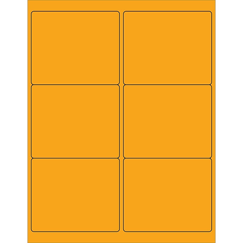 Tape Logic® Rectangle Laser Labels, 4" x 3 1/3", Fluorescent Orange, 600/Case (LL180OR) image 1
