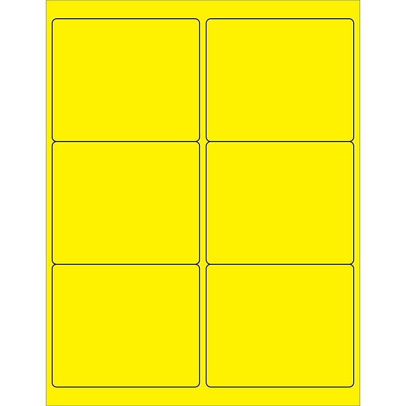Tape Logic® Rectangle Laser Labels, 4" x 3 1/3", Fluorescent Yellow, 600/Case (LL180YE) image 1