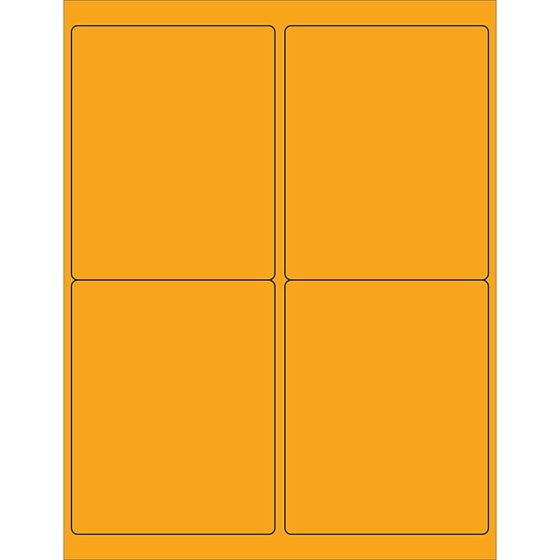 Tape Logic® Rectangle Laser Labels, 4" x 5", Fluorescent Orange, 400/Case (LL181OR) image 1