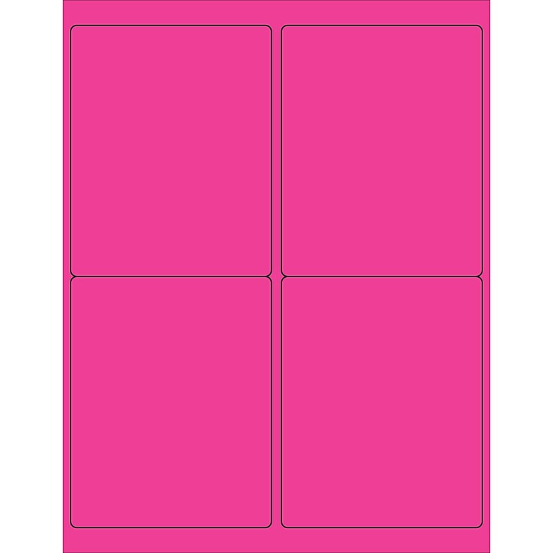 Tape Logic® Rectangle Laser Labels, 4" x 5", Fluorescent Pink, 400/Case (LL181PK) image 1