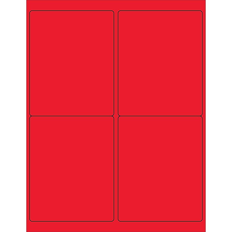 Tape Logic® Rectangle Laser Labels, 4" x 5", Fluorescent Red, 400/Case (LL181RD) image 1