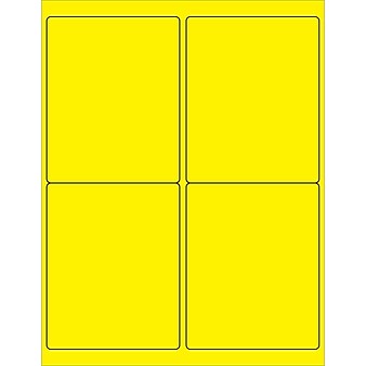 Tape Logic® Rectangle Laser Labels, 4" x 5", Fluorescent Yellow, 400/Case (LL181YE)