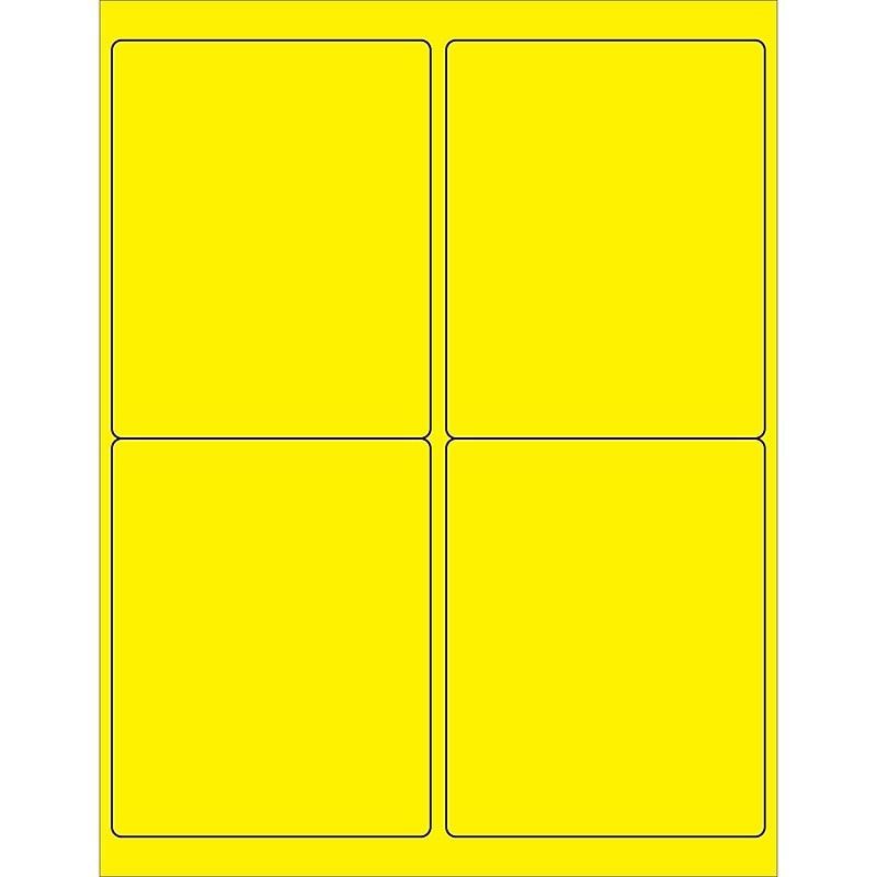 Tape Logic® Rectangle Laser Labels, 4" x 5", Fluorescent Yellow, 400/Case (LL181YE) image 1