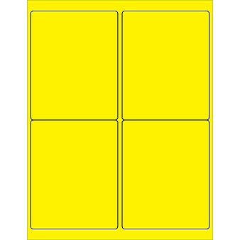 Tape Logic® Rectangle Laser Labels, 4" x 5", Fluorescent Yellow, 400/Case (LL181YE)