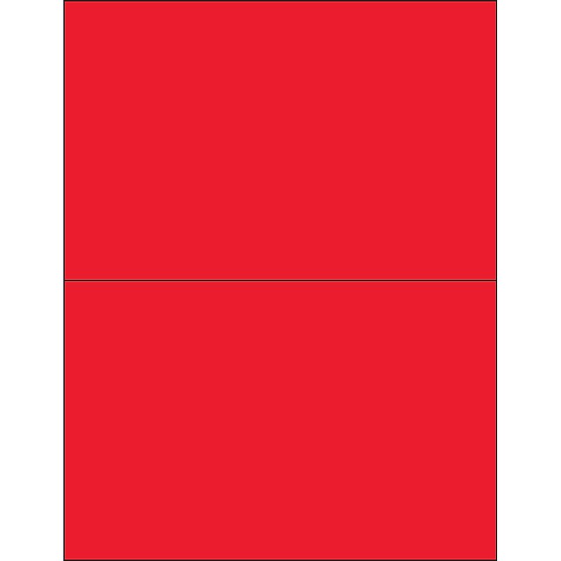 Tape Logic® Rectangle Laser Labels, 8 1/2" x 5 1/2", Fluorescent Red, 200/Case (LL184RD) image 1