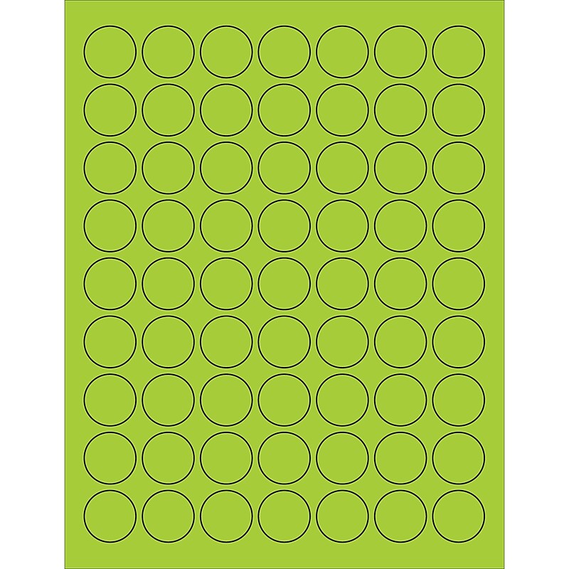 Tape Logic® Circle Laser Labels, 1", Fluorescent Green, 6300/Case (LL191GN) image 1