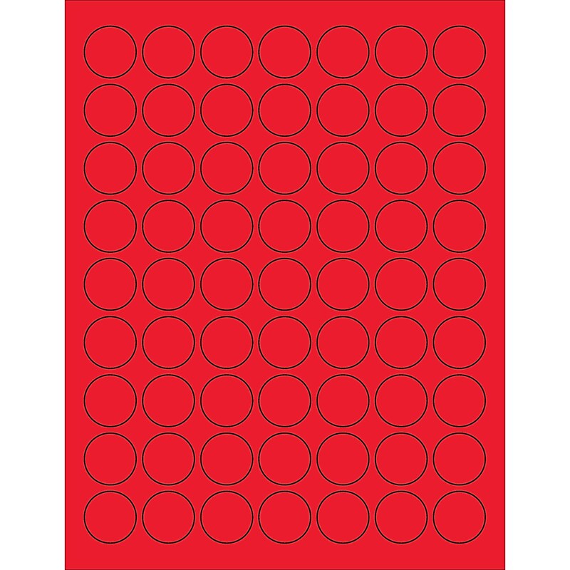 Tape Logic® Circle Laser Labels, 1", Fluorescent Red, 6300/Case (LL191RD) image 1