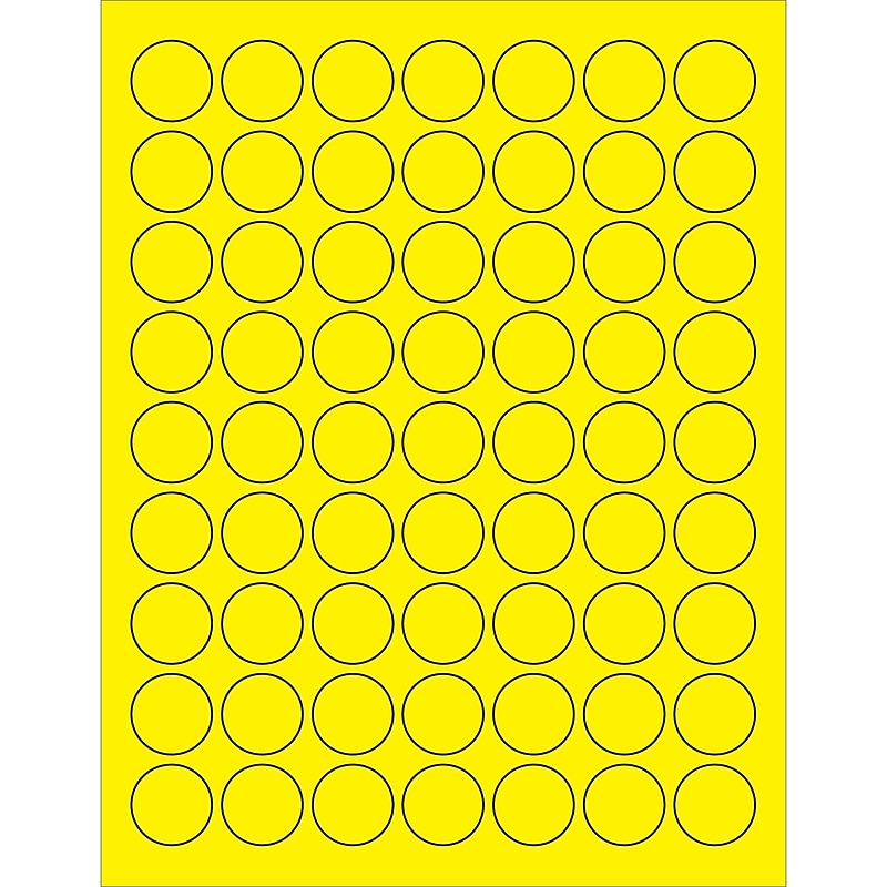 Tape Logic Circle Laser Labels, 1", Fluorescent Yellow, 6300/Case (LL191YE) image 1
