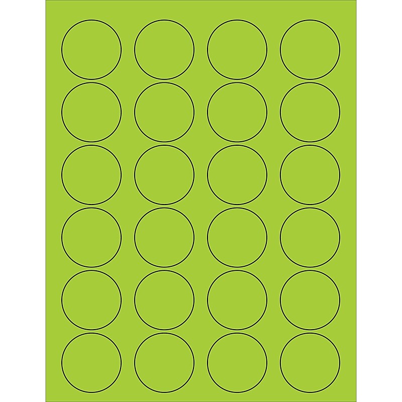 Tape Logic® Circle Laser Labels, 1 5/8", Fluorescent Green, 2400/Case (LL193GN) image 1