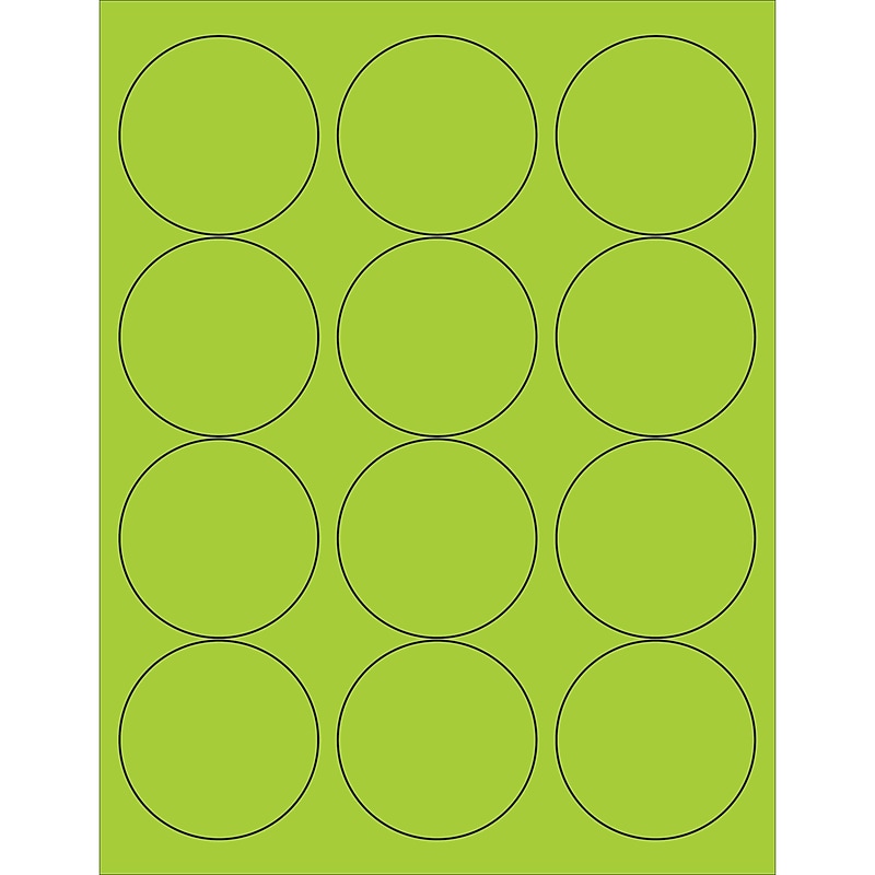 Tape Logic® Circle Laser Labels, 2 1/2", Fluorescent Green, 1200/Case (LL194GN) image 1