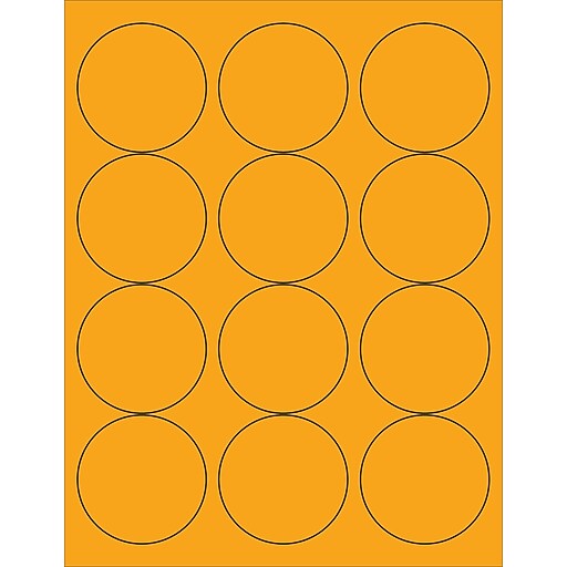 Tape Logic® Circle Laser Labels, 2 1/2", Fluorescent Orange, 1200/Case