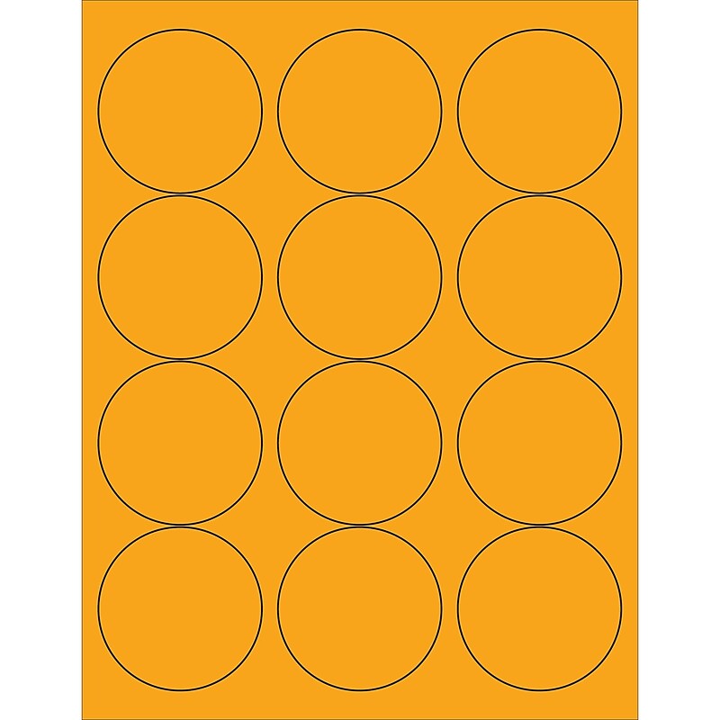Tape Logic® Circle Laser Labels, 2 1/2", Fluorescent Orange, 1200/Case (LL194OR) image 1