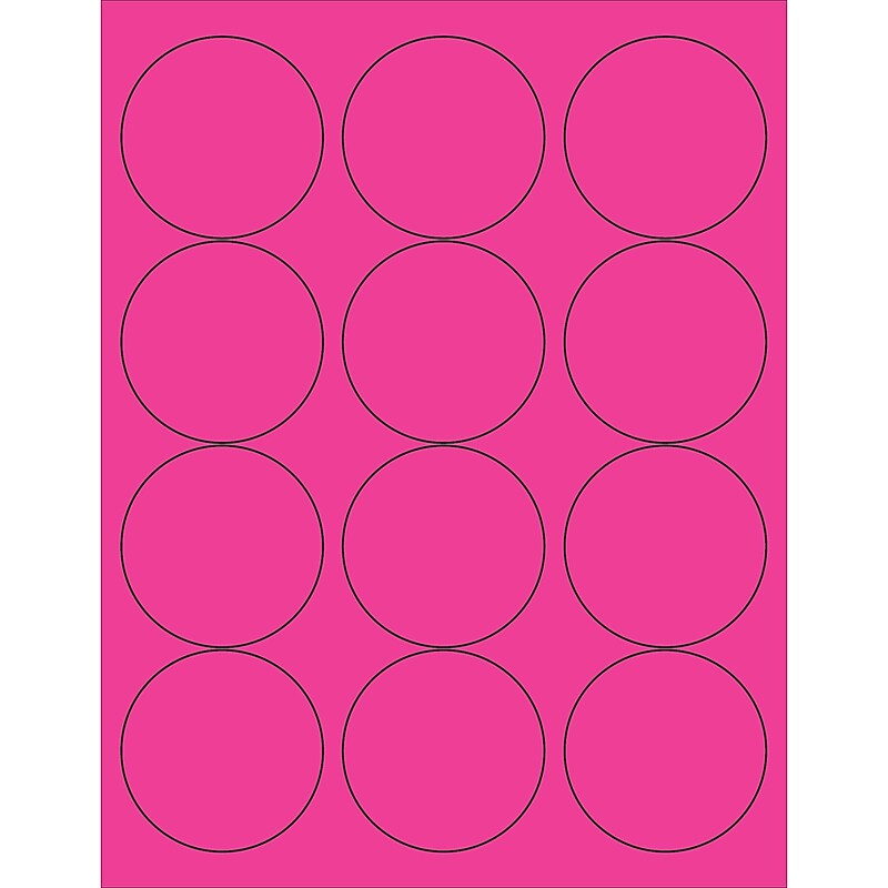 Tape Logic® Circle Laser Labels, 2 1/2", Fluorescent Pink, 1200/Case (LL194PK) image 1