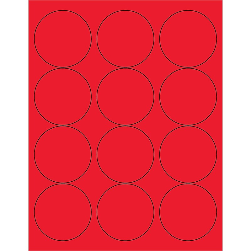 Tape Logic® Circle Laser Labels, 2 1/2", Fluorescent Red, 1200/Case (LL194RD) image 1