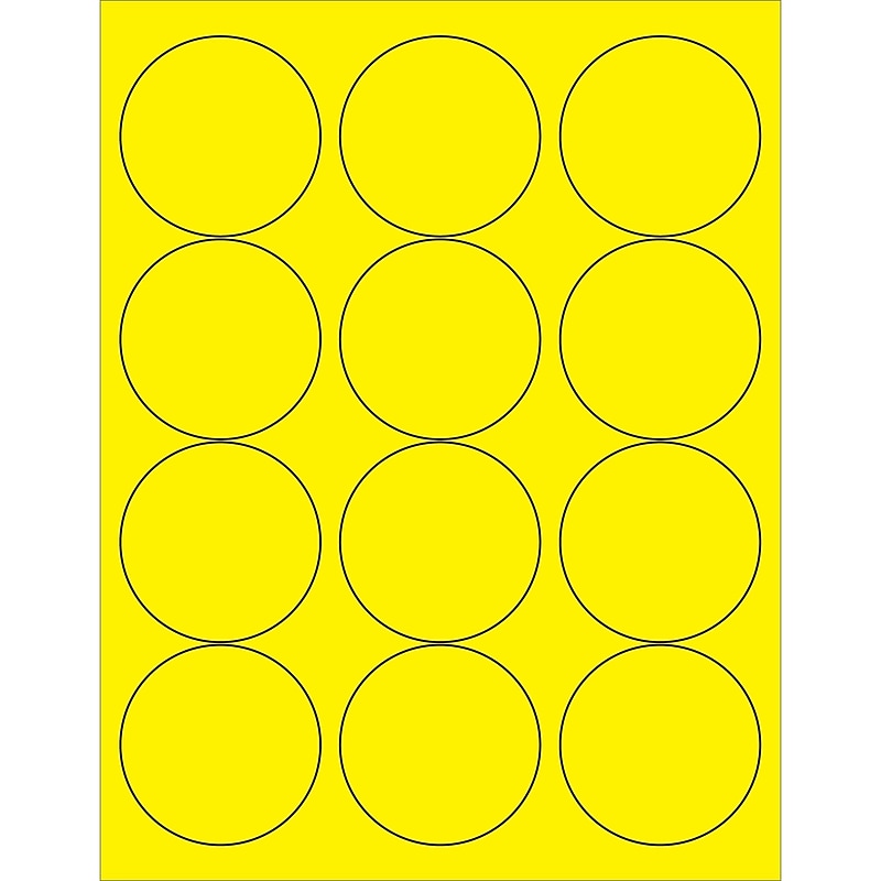 Tape Logic® Circle Laser Labels, 2 1/2", Fluorescent Yellow, 1200/Case (LL194YE) image 1