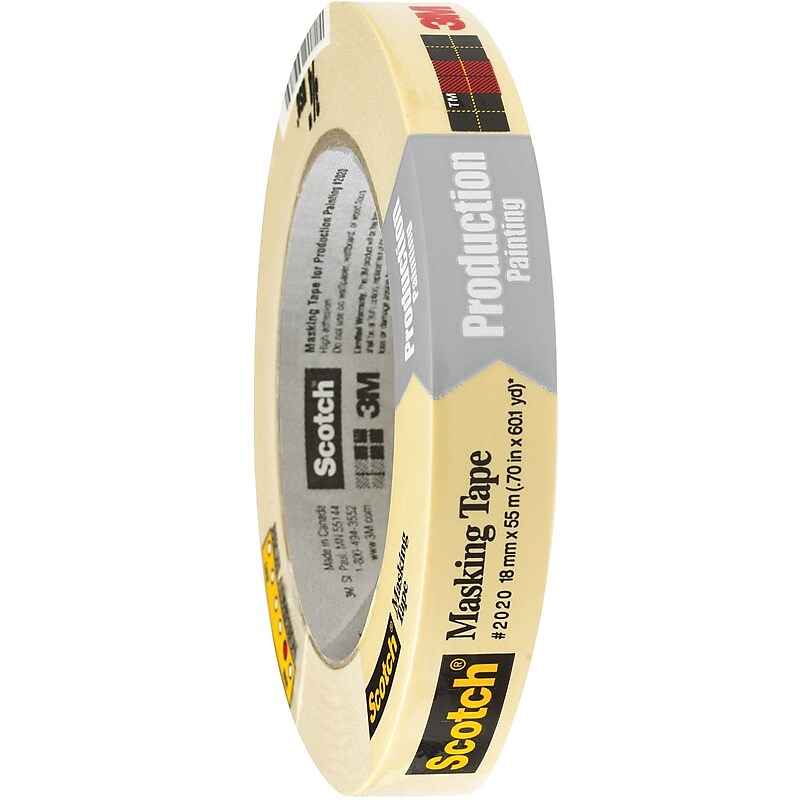 3M 2020 Masking Tape, 5.2 Mil, 3/4" x 60 yds., Natural, 12/Case (T934202012PK) image 1