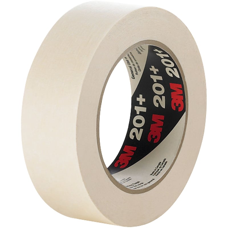 3M™ 201+ Masking Tape, 1/2" x 60 yds., Tan, 72/Case (64738-3) image 1