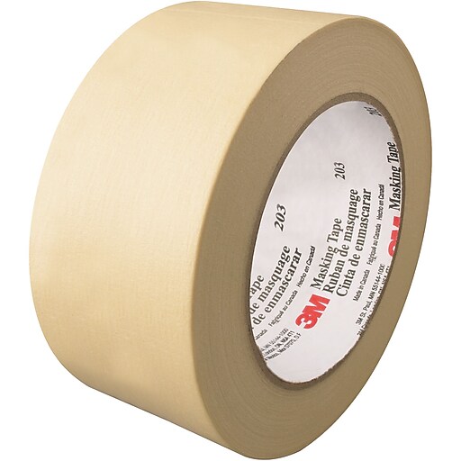 3M 203 Masking Tape, 4.7 Mil, 2" x 60 yds., Natural, 12/Case