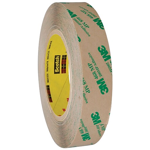 3M 468MP Adhesive Transfer Tape, Hand Rolls, 5.0 Mil, 1" x 60 yds
