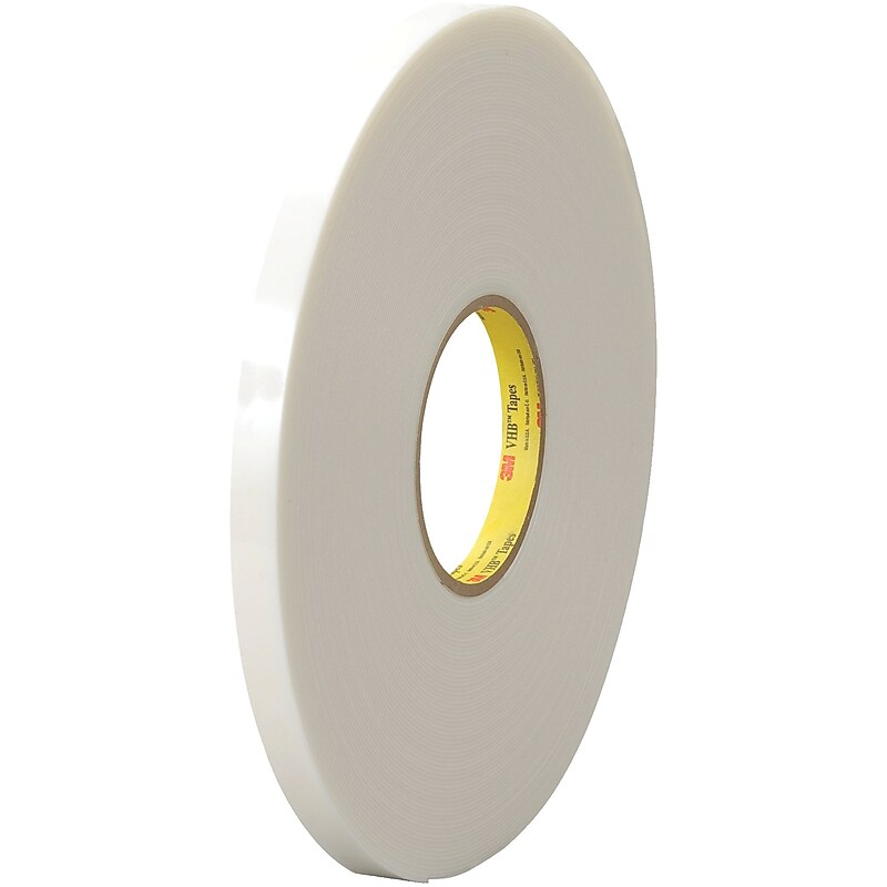 3M 4951 VHB™ Tape, 45.0 Mil, 1/2" x 5 yds., White, 1/Case (VHB495112R) image 1