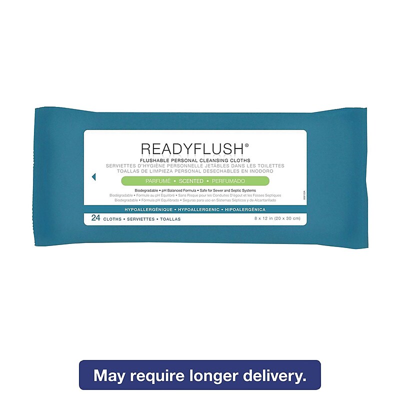 Medline Readyflush Biodegradable Flushable Wipes, 8 x 12, 24/Pack (MSC23810) image 1