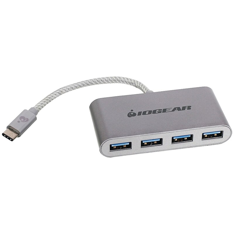 Iogear Hub-C 4-Port USB 3.0 Hub, Gray/Silver (GUH3C14) image 1
