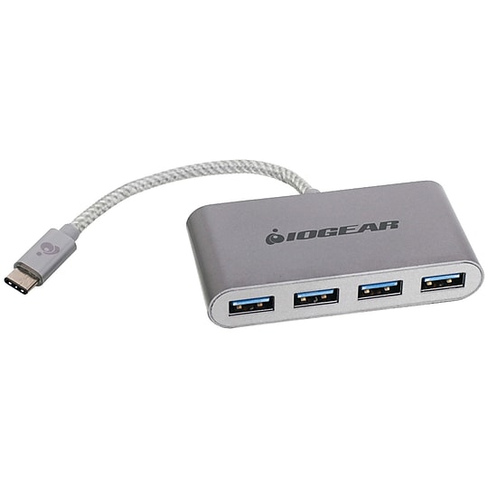 Iogear Hub-C 4-Port USB 3.0 Hub, Gray/Silver (GUH3C14)
