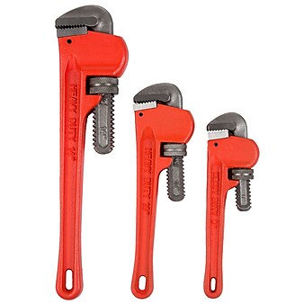 Stalwart 3 Piece Heavy Duty Pipe Wrench Set with Storage Pouch (M550026)