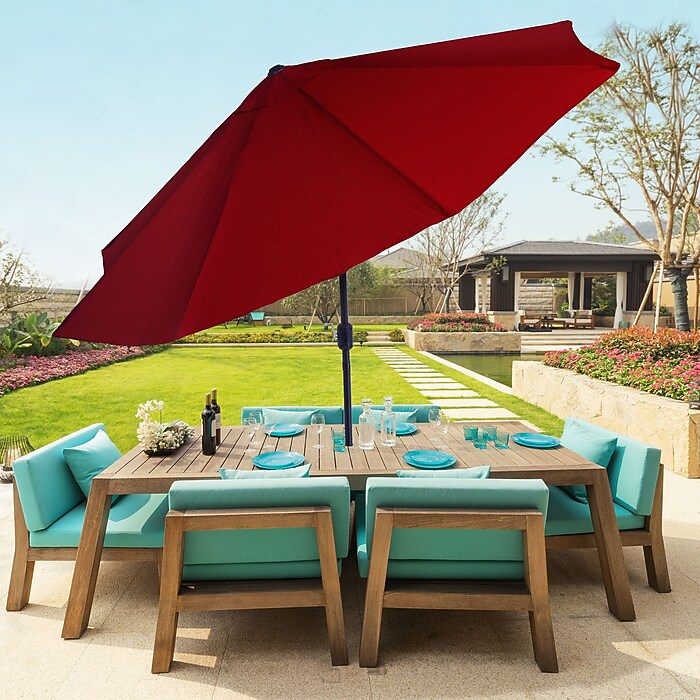 costway 10ft square patio offset cantilever umbrella 360 degree tilt 10' w/ 32 Solar LED Lights & 220 lbs – FactoryPure Best Choice Products 10ft Furniture Color:SF Tex White Specifications Color PRODEAL30