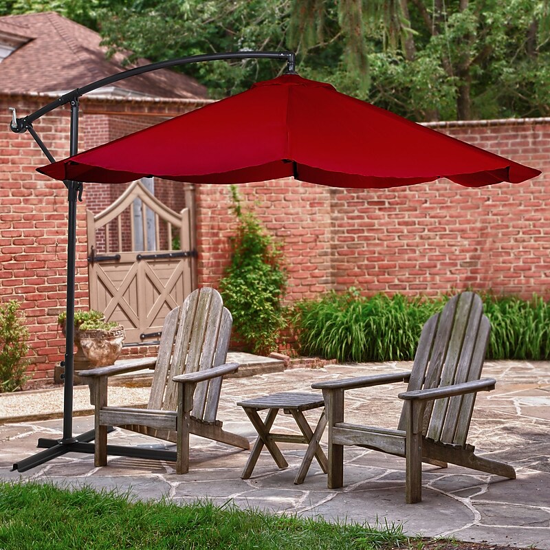 Pure Garden Offset 10' Aluminum Hanging Patio Umbrella - Red (M150009) image 1