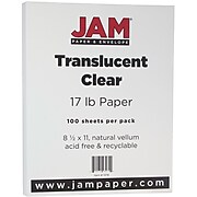 JAM Paper® Translucent Vellum 17lb Paper, 8.5 x 11, Clear, 100 Sheets/Pack (1379)
