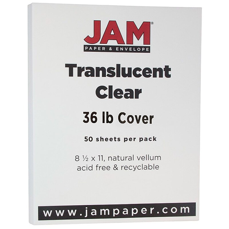 JAM Paper 36 lb. Cardstock Paper, 8.5" x 11", Clear, 50 Sheets/Pack (1566) image 1