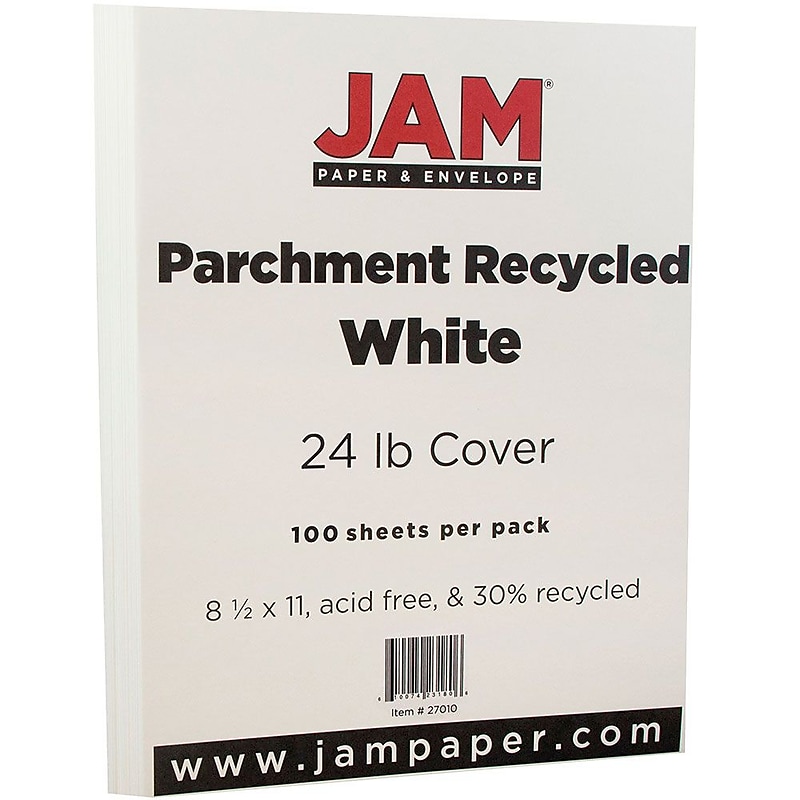 JAM Paper 8.5" x 11" Parchment Paper, 24 lbs., 100 Brightness, 100 Sheets/Pack (27010) image 1