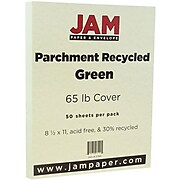 JAM Paper Parchment 65 lb. Cardstock Paper, 8.5" x 11", Green, 50 Sheets/Pack (27561)