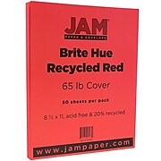 JAM Paper 65 lb. Cardstock Paper, 8.5" x 11", Red, 50 Sheets/Pack (101378)