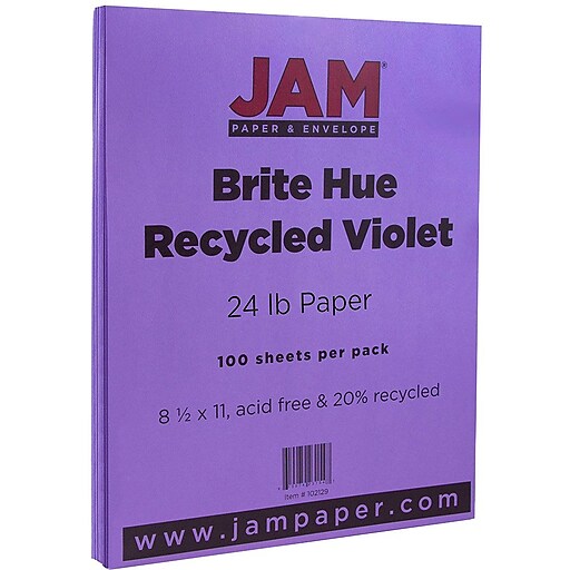 JAM Paper Bright Color Paper, 8.5 x 11, 24 Lb. Brite Hue Violet